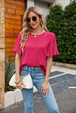Pleated Flutter Sleeve Round Neck Blouse - Trendsi - Flyclothing LLC