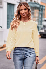 Round Neck Long Sleeve Tee - Trendsi - Flyclothing LLC