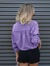 Drawstring Pocketed Button Up Denim Top - Trendsi - Flyclothing LLC
