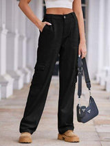 Straight Denim Cargo Pants - Trendsi - Flyclothing LLC