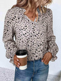 Notched Neck Flounce Sleeve Blouse - Trendsi - Flyclothing LLC