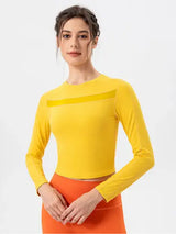 Round Neck Long Sleeve Active T-Shirt - Trendsi - Flyclothing LLC