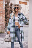 Plaid Dropped Shoulder Longline Jacket - Trendsi - Flyclothing LLC