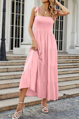 Tie-Shoulder Smocked Tiered Dress - Trendsi - Flyclothing LLC
