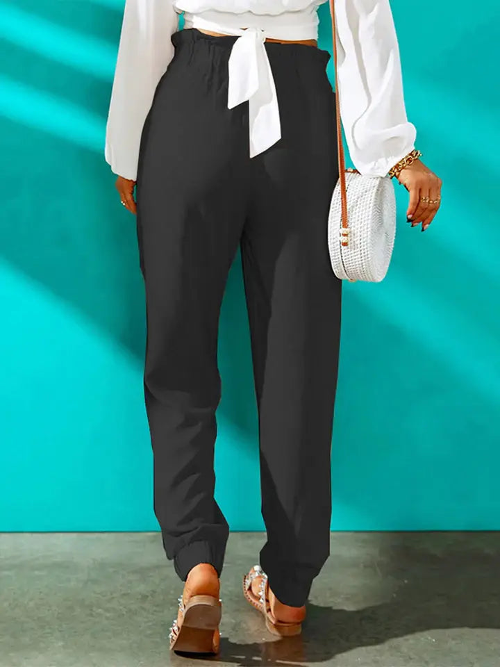 High Waist Joggers with Pockets - Trendsi - Flyclothing LLC