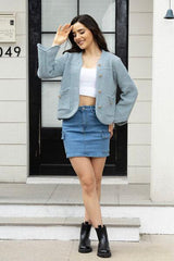Button Up Long Sleeve Cardigan with Pockets - Trendsi