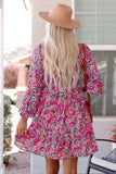Floral Smocked V-Neck Flounce Sleeve Dress - Trendsi - Flyclothing LLC