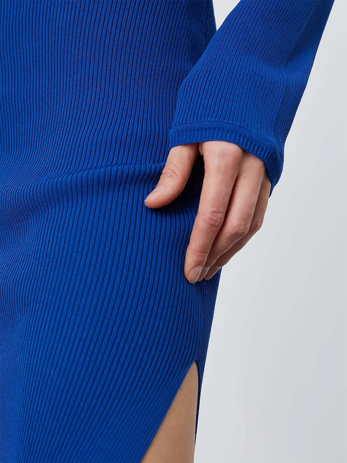 Round Neck Slit Sweater Dress - Trendsi - Flyclothing LLC