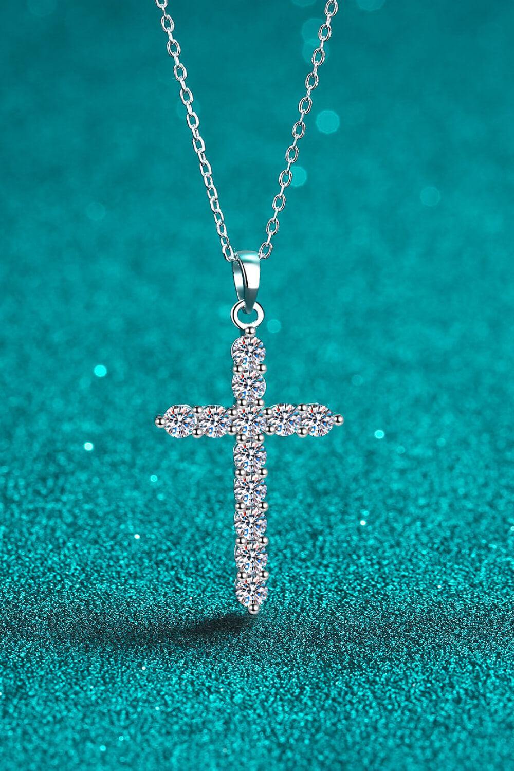 Moissanite Cross Pendant Chain Necklace - Flyclothing LLC