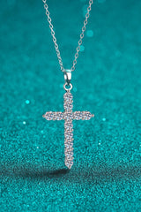 Moissanite Cross Pendant Chain Necklace - Flyclothing LLC