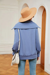 Half-Zip Collared Sweatshirt - Trendsi - Flyclothing LLC