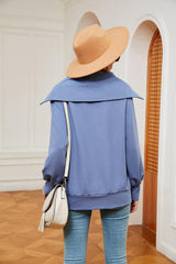 Half-Zip Collared Sweatshirt - Trendsi