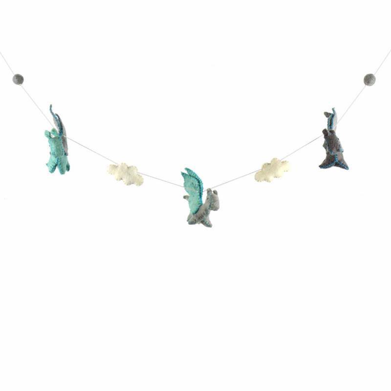 Felt Dragon Garland - Blue Colors - Global Groove - Global Groove