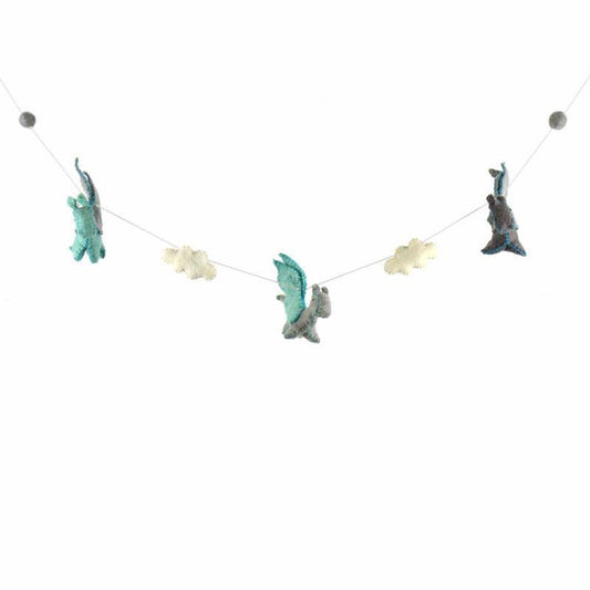 Felt Dragon Garland - Blue Colors - Global Groove - Global Groove