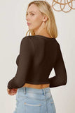 Round Neck Long Sleeve Cropped T-Shirt - Trendsi - Flyclothing LLC