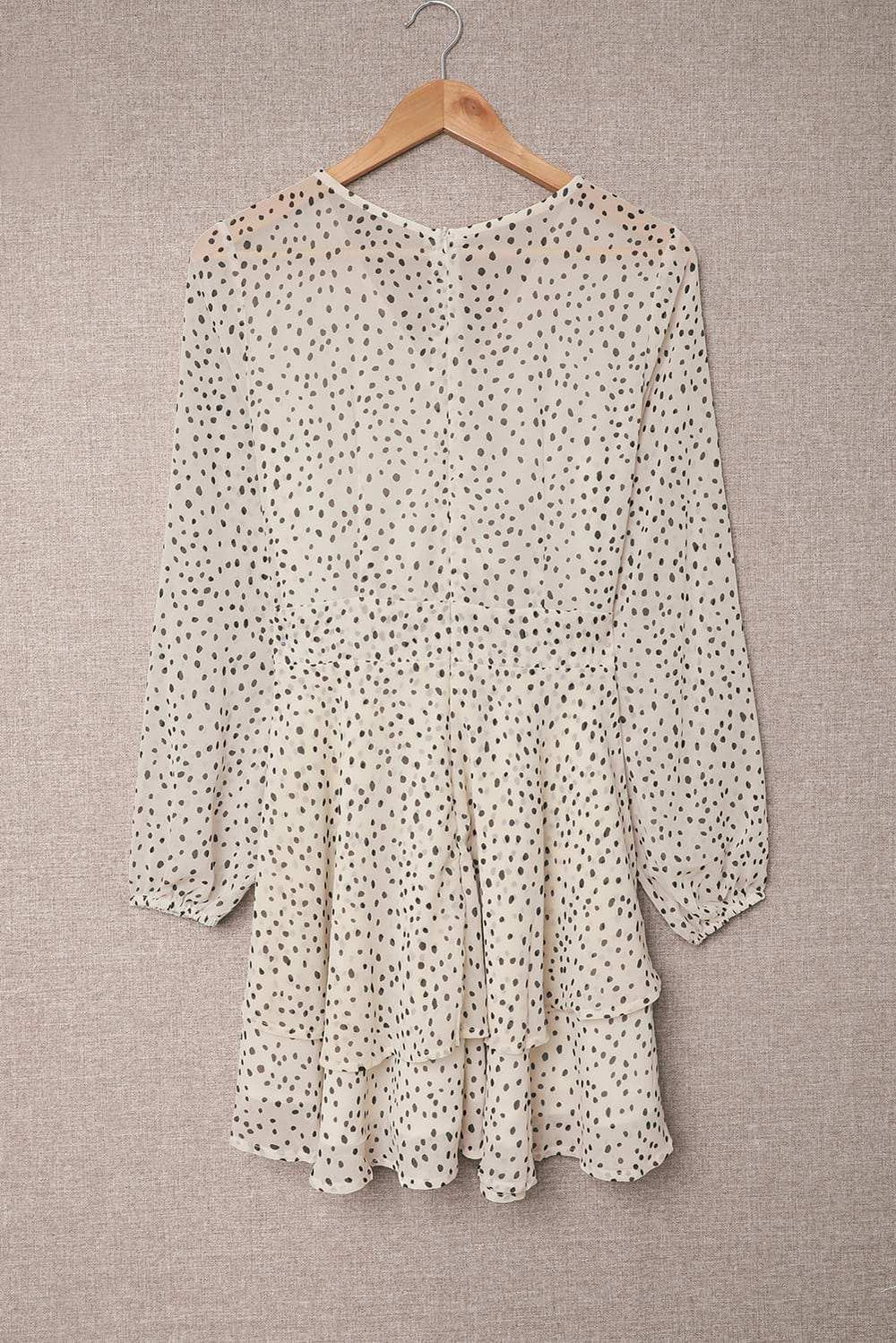 Tied Polka Dot Balloon Sleeve Layered Dress - Trendsi - Flyclothing LLC