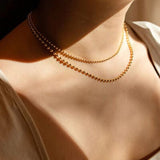 18K Gold-Plated Lobster Closure Bead Necklace - Trendsi