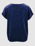 Round Neck Short Sleeve T-Shirt - Trendsi - Flyclothing LLC