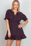 VERY J Floral Textured Woven Ruffled Mini Dress - Flyclothing LLC