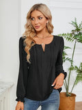 Notched Flounce Sleeve Blouse - Trendsi