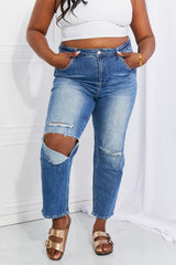 RISEN Full Size Emily High Rise Relaxed Jeans - Trendsi