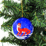 Handpainted Fox & Bird Ornaments, Set of 2 - Asha Handicrafts