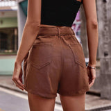 Belted Denim Shorts with Pockets - Trendsi - Flyclothing LLC