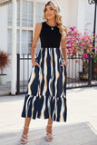 Striped Round Neck Sleeveless Midi Dress - Trendsi - Flyclothing LLC