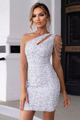 Contrast Sequin Sleeveless Mini Dress - Trendsi - Flyclothing LLC