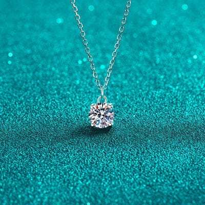1 Carat Moissanite 925 Sterling Silver Necklace - Trendsi - Flyclothing LLC