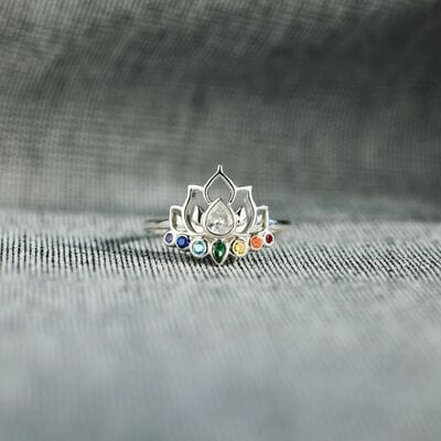 925 Sterling Silver Inlaid Zircon Lotus Shape Ring - Trendsi