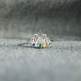 925 Sterling Silver Inlaid Zircon Lotus Shape Ring - Trendsi