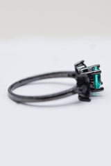 Paraiba Tourmaline and Zircon Leaf Ring - Trendsi
