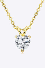 1 Carat Moissanite Heart-Shaped Pendant Necklace - Trendsi - Flyclothing LLC