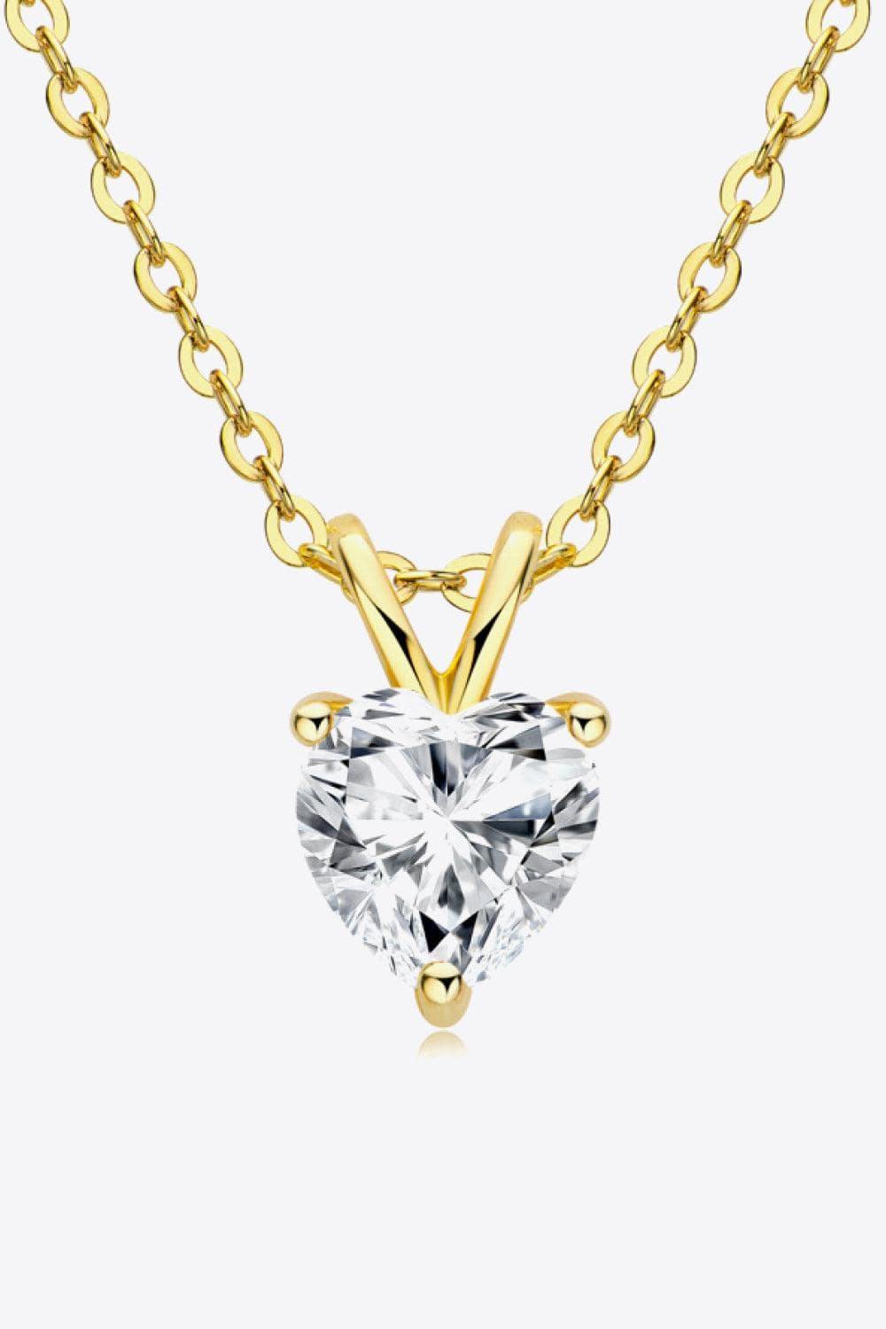 1 Carat Moissanite Heart-Shaped Pendant Necklace - Trendsi