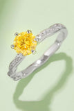 1 Carat Moissanite Contrast 925 Sterling Silver Ring - Trendsi