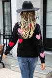 Heart Round Neck Droppped Shoulder Sweater - Trendsi - Flyclothing LLC