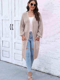 Open Front Longline Cardigan with Pockets - Trendsi - Flyclothing LLC