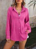 Button Up Dropped Shoulder Shirt - Trendsi - Flyclothing LLC