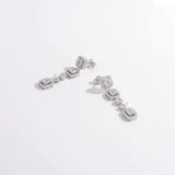 925 Sterling Silver Inlaid Zircon Geometric Dangle Earrings - Trendsi - Flyclothing LLC