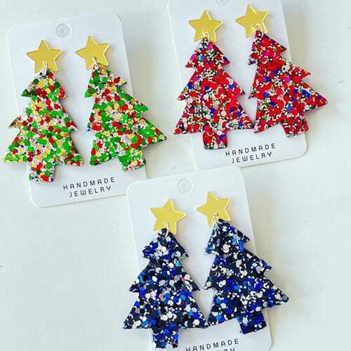 Christmas Tree Acrylic Dangle Earrings - Trendsi - Flyclothing LLC