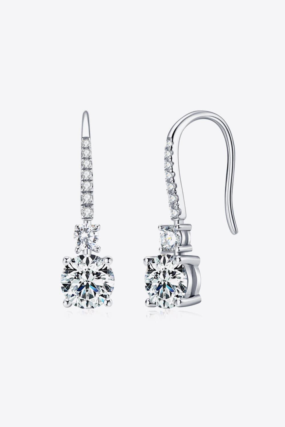 2 Carat Moissanite 925 Sterling Silver Drop Earrings - Trendsi