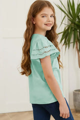 Round Neck Flutter Sleeve T-Shirt - Trendsi - Flyclothing LLC