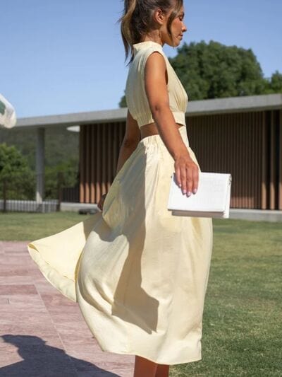 Cutout Mock Neck Sleeveless Dress - Trendsi