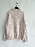 Heart Heathered Turtleneck Drop Shoulder Sweater - Trendsi - Flyclothing LLC