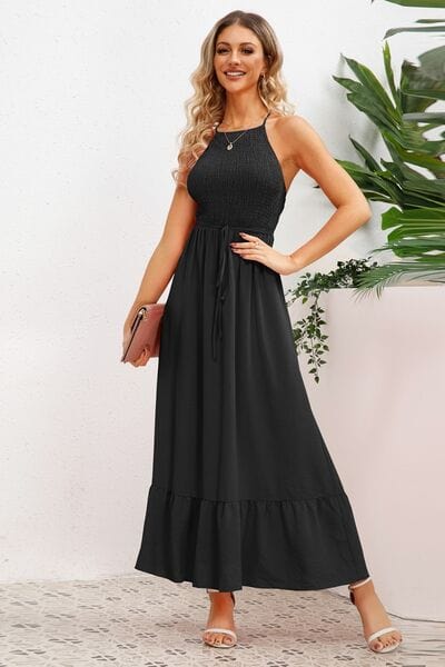 Smocked Crisscross Spaghetti Strap Dress - Flyclothing LLC