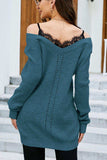 Openwork V-Neck Long Sleeve Sweater - Trendsi - Flyclothing LLC