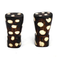 African Natural Bone Salt & Pepper Shakers, Traditional Batik Designs - Jedando