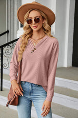 V-Neck Long Sleeve T-Shirt - Trendsi - Flyclothing LLC