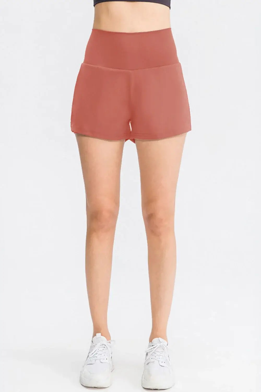 Wide Waistband Sports Shorts with Pockets - Trendsi - Flyclothing LLC